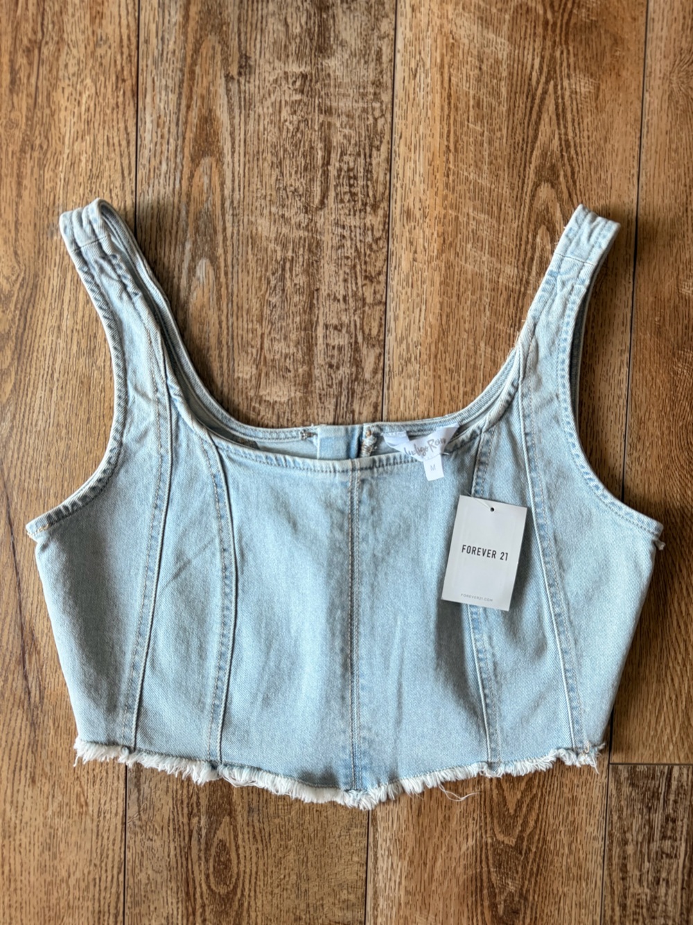 Forever 21 Light Blue Denim Cropped Tank